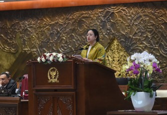Puan dalam Rapat Paripurna HUT ke-78 DPR yang digelar di Gedung Nusantara, Kompleks Parlemen, Senayan, Jakarta, pada Selasa (29/8/2023).