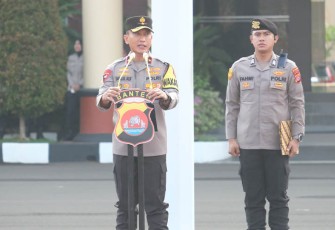 Wakapolda Banten Brigjen Pol H. M. Sabilul Alif didampingi Seluruh PJU Polda Banten dan diikuti seluruh personel Polda Banten. 