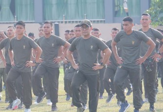 Korem 121/ABW saat Gelar Senam Bersama Polri dan Forkopimda Sintang