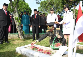 Pangdam I/BB, Mayjen TNI Mochammad Hasan kepada media sesuai ziarah nasional peringatan Hari Pahlawan ke-78 Tahun 2023 di TMP Bukit Barisan, Jl Sisingamangaraja Medan, Jumat pagi (10/11/2023). 