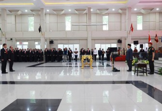 Menhan Prabowo saat Resmi Lantik Mayjen TNI Jonni Mahroza Sebagai Rektor Unhan RI