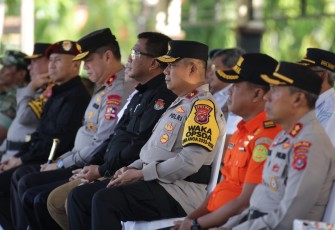 apel pasukan pengamanan pemilu 2024 di Lapangan Apel Presisi, Rabu pagi, 7 Februari 2024. 