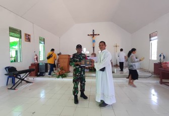 Satgas Yonzipur 5/ABW Hadiri Peresmian Gereja Katolik Santo Stepanus 