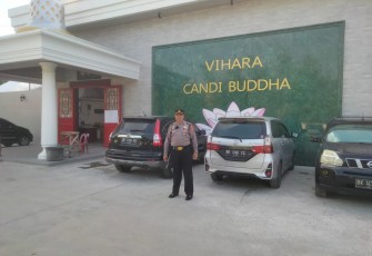 Jelang Perayaan Imlek, Polrestabes kawal pengamanan sejumlah Vihara di Medan, Jumat (9/2/2024).