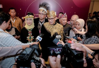 Menparekraf Sandiaga Uno usai meluncurkan KEN 2024 yang bertajuk “Budaya Indonesia Panggung Dunia” di Taman Mini Indonesia Indah (TMII), Jakarta, Sabtu (27/1/2024)