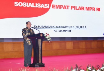 Bamsoet saat memberikan Sosialisasi Empat Pilar MPR RI kepada Ikatan Notaris Indonesia di Jakarta, Rabu (10/1/24).