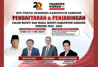 DPC Gerindra Samosir Buka Pendaftaran Bakal Calon