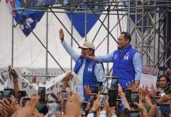 ampanye Akbar Partai Demokrat bersama Calon Presiden Prabowo Subianto di Lapangan Gajayana Kota Malang, Kamis, 1/2/2024/