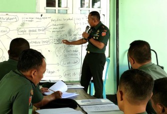 Kasmenarmed 2 Kostrad Letkol Arm Siswo Budiarto memberikan materi bahasa inggris, Senin (22/1)