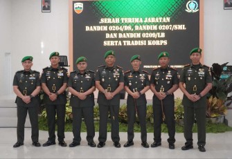 Foto Bersama Usai Sertijab Dandim Jajaran Korem 022/PT, Rabu (28/2)