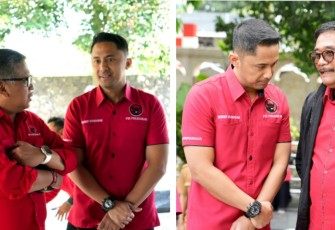 Hengki Kurniawan Saat Berbincang dengan Hasto Kristiyanto dan Djarot Saiful Hidayat (Foto : Faisal NR / Klikwarta.com)