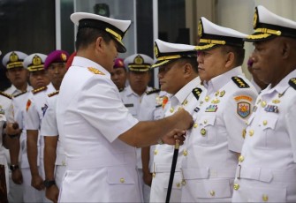 Pangkoarmada III Laksda TNI Hersan saat sertijab PJU Koarmada III, Jum'at (16/8)