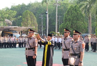 Polres Oku Timur Gelar Serah Terima Jabatan Kasat Samapta dan Kapolsek Buay Madang Timur 