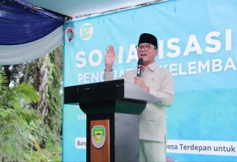 Mendes PDT Yandri Susanto saat memberikan sambutan di Kabupaten Seluma Provinsi Bengkulu, Sabtu (9/11)