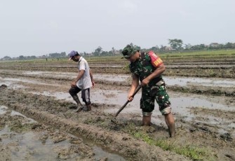 Bantu olah lahan petani wilayah desa binaan 