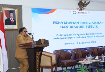 Wamendagri Ribka saat memberikan sambutan di kantor Ombudsman RI, Jakarta, Selasa (10/12)