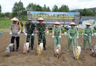 Danrem 023/KS Kolonel Inf Jansen P Nainggolan saat tanam jagung