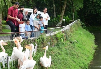 Presiden Joko Widodo bersama Ibu Iriana Joko Widodo menikmati nuansa alam dan wisata satwa di The Hill Hotel and Resort, Kabupaten Deli Serdang, Provinsi Sumatra Utara pada Sabtu, 13 April 2024