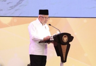 Wakil Presiden Ma'ruf Amin membuka secara langsung Rapat Koordinasi Nasional Penanggulangan Bencana (Rakornas PB) 2024, di Pullman Grand Central Bandung, Rabu (24/4). Pada kesempatan tersebut, Wapres juga memberikan butir-butir arahan dalam penanggulangan bencana,