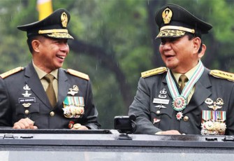 Menhan Prabowo saat bersama Panglima TNI =, Rabu (28/2/2024).