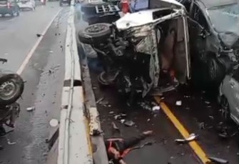 Tabrakan beruntun di ruas tol Purbaleunyi KM 92, Senin (11/11)