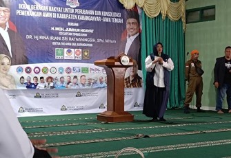 Acara deklarasi dukungan kepada pasangan Anies - Muhaimin (Amin), di komplek Islamic Center Karanganyar, Rabu (24/1/2024).