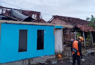 Tim gabungan dan relawan bekerja sama melakukan penanganan pohon tumbang terdampak angin kencang yang menerjang Desa Walidono, Kecamatan Prajekan, Kabupaten Bondowoso pada Kamis (18/1).  Foto: BPBD Kabupaten Bondowoso