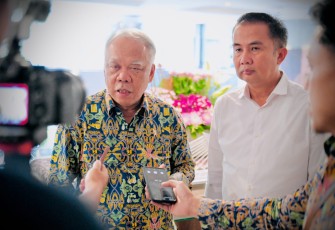 Menteri PUPR Basuki Hadimuljono dan Pj Gubernur Jabar Bey Triadi Machmudin di Kantor Kementerian PUPR, Rabu (28/2/2024).