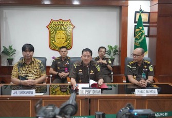 Tim Penyidik pada Direktorat Penyidikan JAM PIDSUS saat gelar konferensi pers, Senin 19 Februari 2024.