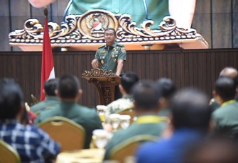 Kasad dalam Rakernis Intel Bidang Penerangan yang digelar di Aula A.H. Nasution, Mabesad, Jakarta, pada Senin 22 Januari 2024.