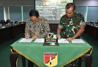 Pangdam XIII Merdeka bersama Kepala Balai wilayah sungai Sulawesi II Gorontalo saat menandatangani perjanjian kerjasama