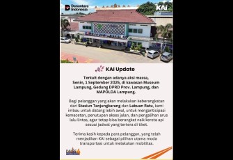 Antisipasi Aksi Massa, KAI Divre IV Tanjungkarang Imbau Penumpang Datang Lebih Awal ke Stasiun