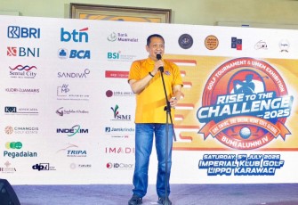 Bamsoet saat menghadiri Exhibition & Golf Tournament UMKM Bumi Alumni IV Tahun 2025. di Tangerang Banten, Minggu (6/7/25).