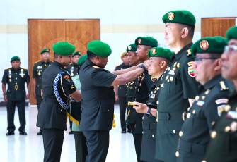 Pangdam I/BB Mayjen TNI Rio Firdianto saat Lantik PJU Strategis, Rabu (8/10)