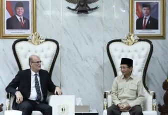 Menag Nasaruddin Umar bersama Dubes Suriah di Jakarta, Kamis (9/10)