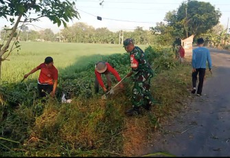 Pembersihan pembatas jalan wilayah desa binaan 