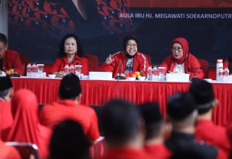 Rapat Koordinasi Bidang (Rakorbid) Penanggulangan Bencana dan Badan Penanggulangan Bencana (Baguna) PDIP se-Jatim di kantor DPD PDIP Jatim, Jumat (27/6/2025).