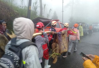 Tim gabungan melakukan evakuasi korban meninggal dunia yang tertimbun longsor di Kabupaten Pekalongan pada Senin (21/1)