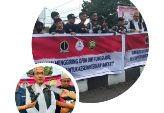 BSMI Kota Bitung saat menggelar orasi dukungan terhadap RUU yang di rangkaikan dengan pembagian takjil kepada pengendara motor dan roda empat