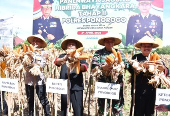 Dandim Ponorogo Hadiri Panen Raya Jagung Hibrida Bhayangkara Tahap II Polres Ponorogo