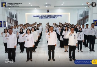 Jajaran Kemenkum Sumut Ikuti Upacara Peringatan Hari Lahir Pancasila Secara Virtual
