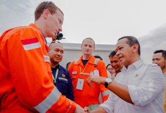 Menteri Energi dan Sumber Daya Mineral (ESDM) Bahlil Lahadalia dan Wakil Menteri ESDM Yuliot saat menghadiri peresmian peningkatan produksi Lapangan Banyu Urip pada Kamis (26/6) 