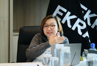 Wakil Menteri Ekonomi Kreatif (Wamen Ekraf), Irene Umar di Autograph Tower, Jakarta, Rabu, 16 Juli 2025