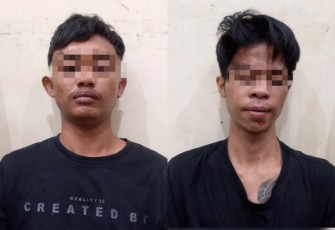 RTS (25) dan NIS (22), tersangka kasus pengeroyokan maut di Colomadu, Kabupaten Karanganyar