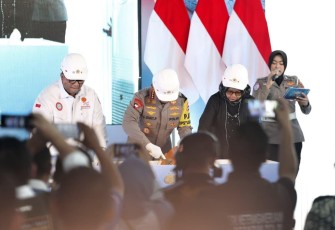 Peletakan batu pertama pembangunan museum Marsinah di Kabupaten Nganjuk, Sabtu (27/12)