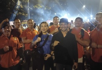 Ketua KONI Kota Bogor Dedy Sumarna (baju hitam-Red) bersama Ketua PBFI Kota Bogor Gina beserta jajarannya, Sabtu (28/6)