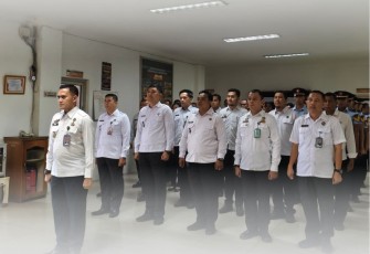 Seluruh Jajaran Rutan Kelas I Labuhan Deli Tampak Mengikuti Apel Bersama.