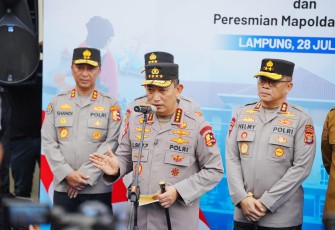 Kapolri Jenderal Listyo Sigit usai melaksanakan Groundbreaking 20 Satuan Pelayanan Pemenuhan Gizi (SPPG) jajaran Polda Lampung, Senin (28/7/2025).