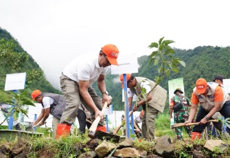 Kepala BNPB Dr. Suharyanto, S.Sos., M.M. menghadiri dan melakukan penanaman bibit pohon pada  puncak penanaman pohon sebagai upaya mitigasi vegetasi di Dusun Sirengkel, Desa Mlandi, Kecamatan Garung, Kabupaten Wonosobo, Jawa Tengah, pada Jumat (21/11)