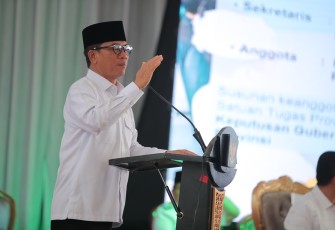 Mendes Yandri saat Rapat Koordinasi Pembentukan Koperasi Desa/Kelurahan Merah Putih dan Penandatanganan MoU Bupati/Wali Kota se-Provinsi Jambi di Kota Jambi, Rabu (28/5/2025)